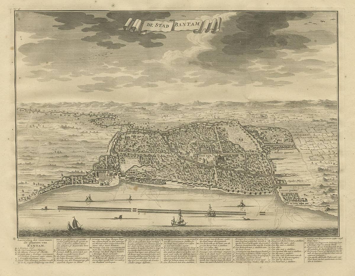 Antique Print of Bantam or Banten, Java, Indonesia, '1726'