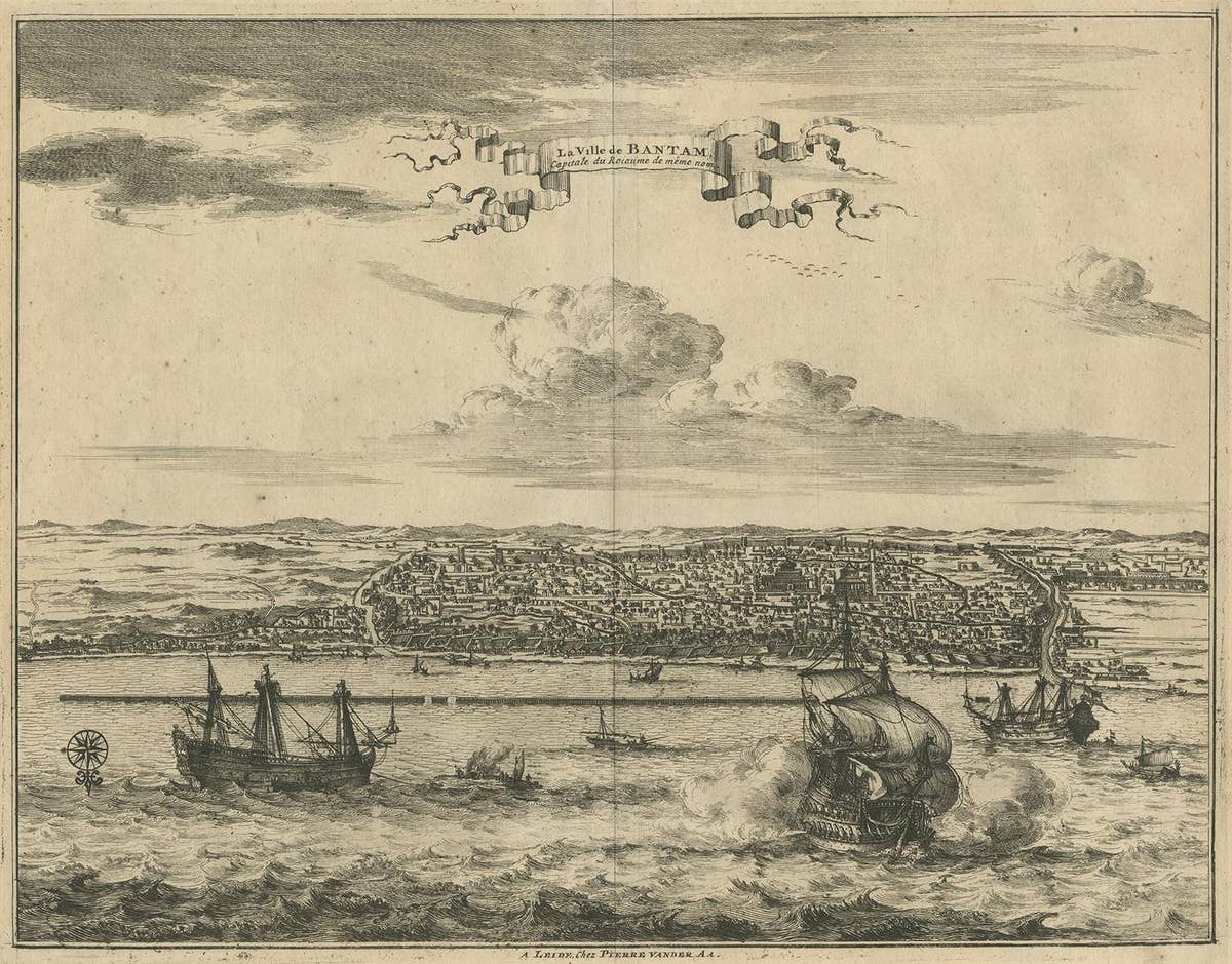 Antique Print of Bantam by Van der Aa, circa 1725