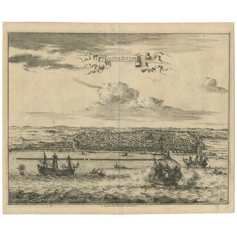 Antique Print of Bantam by Van der Aa, circa 1725