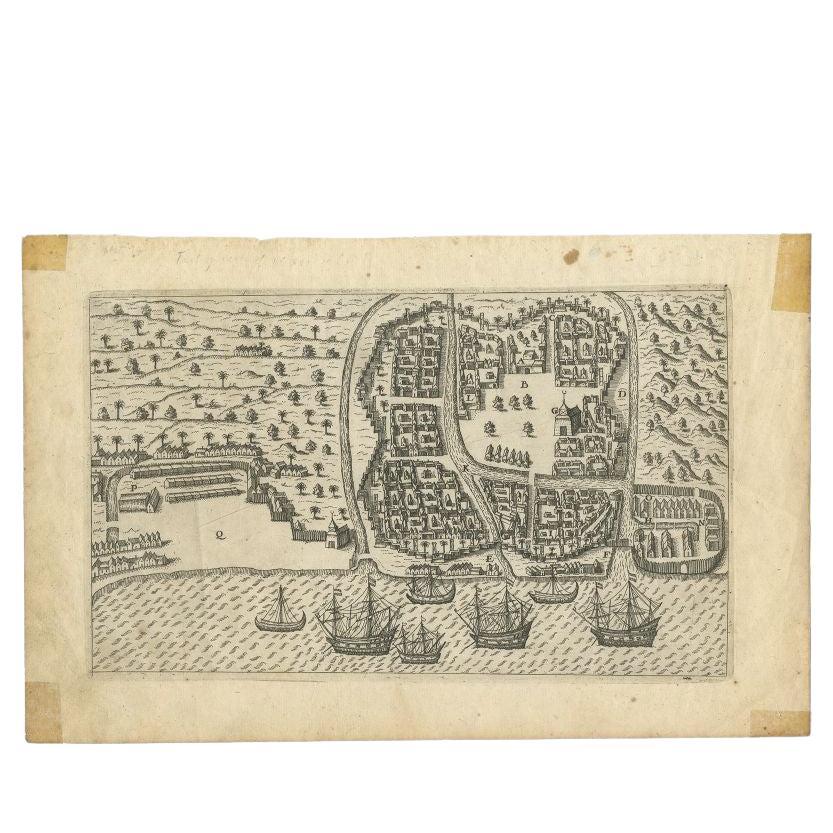 Stampa senza titolo di Bantam, antica città e sultanato di Giava, Indonesia. Si trovava vicino al sito dell'attuale città di Banten, nella Baia di Banten, all'estremo nord-ovest dell'isola. Questa stampa proviene da 