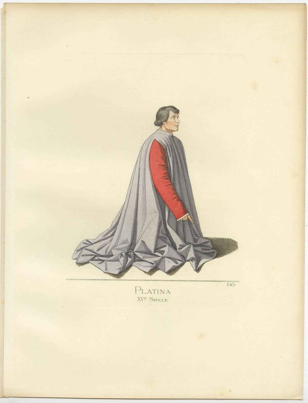 Antique Print of Bartolomeo Platina, Italian Writer, by Bonnard, 1860