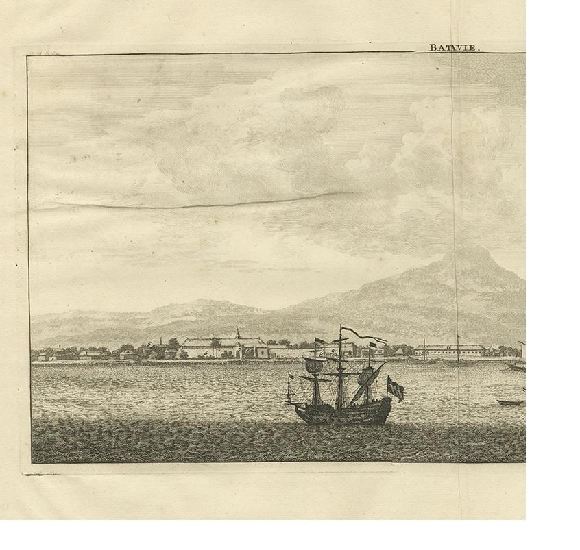 Antique Print of Batavia by De Bruyn, '1714' In Good Condition For Sale In Langweer, NL