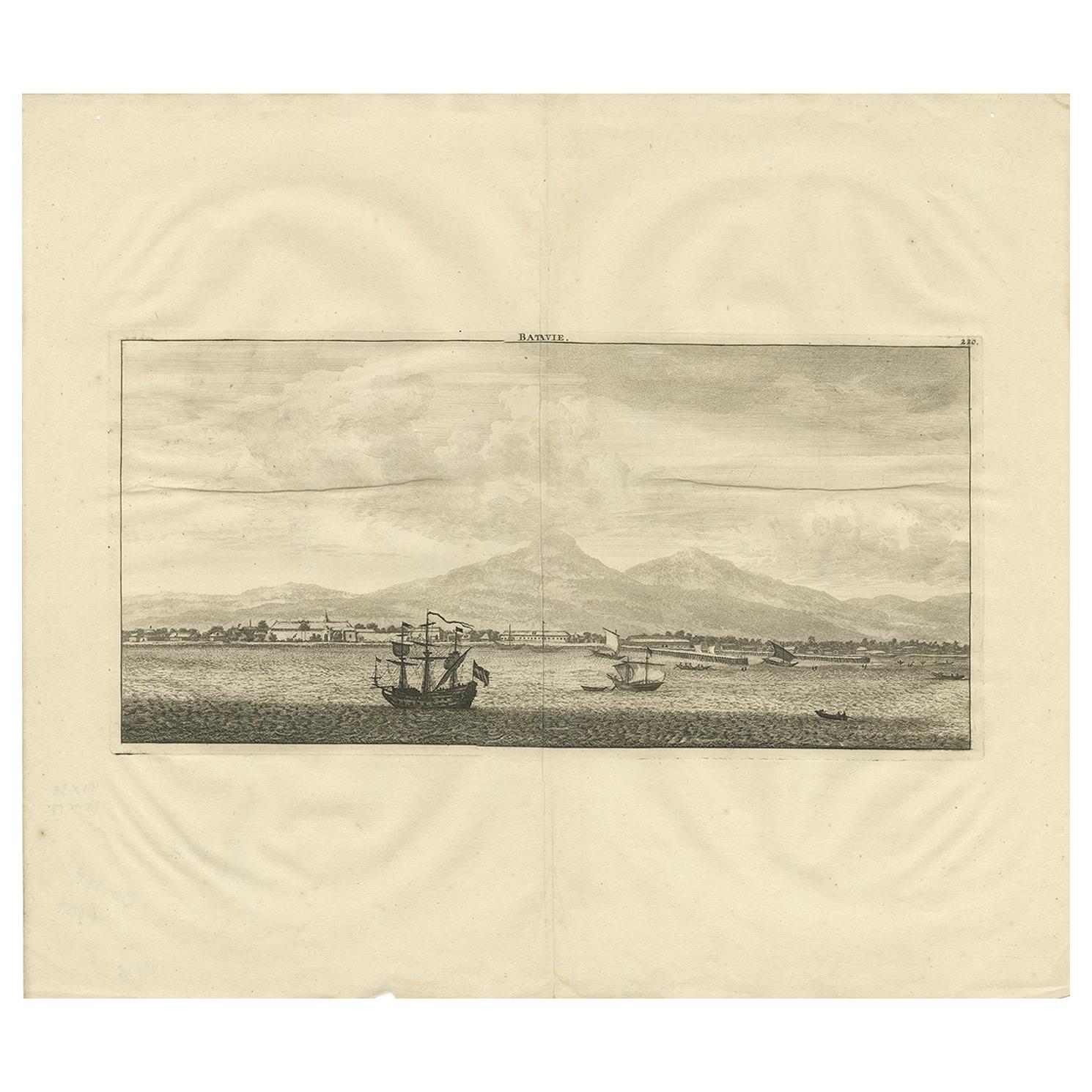Antique Print of Batavia by De Bruyn, '1714' For Sale