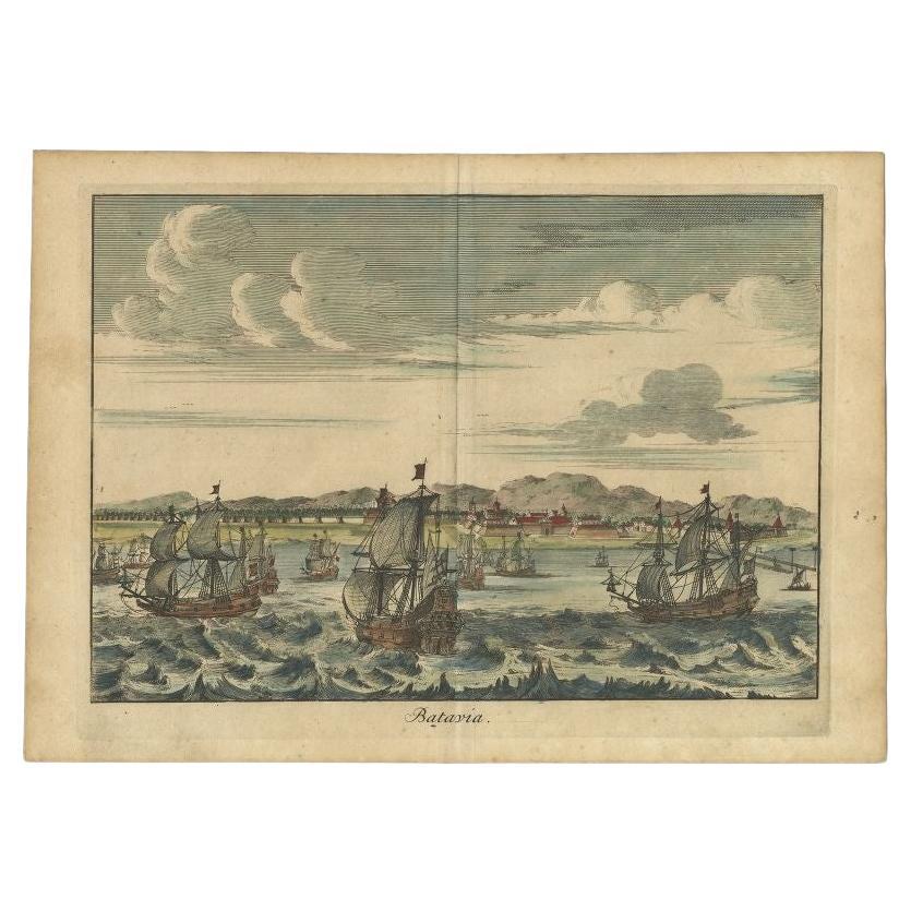 Antique Print of Batavia 'Jakarta' in the Dutch East Indies in Asia, 1705 For Sale