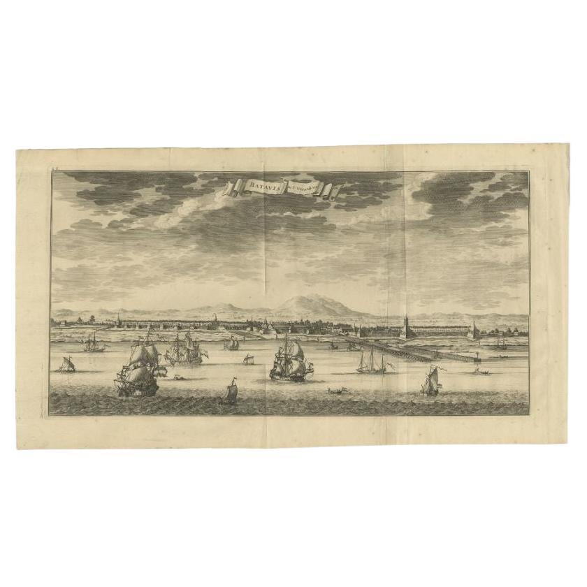 Antiker Druck von Batavia (Jakarta) in Niederländisch-Ostindien, 1726