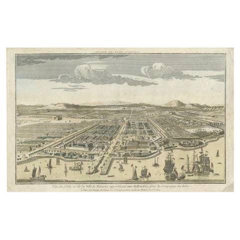 Antique Print of Batavia or nowadays Jakarta, Indonesia, c.1755