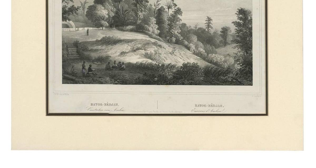 Antique Print of Batoe-Medjah 'Ambon, Indonesia' by C.W.M Van de Velde