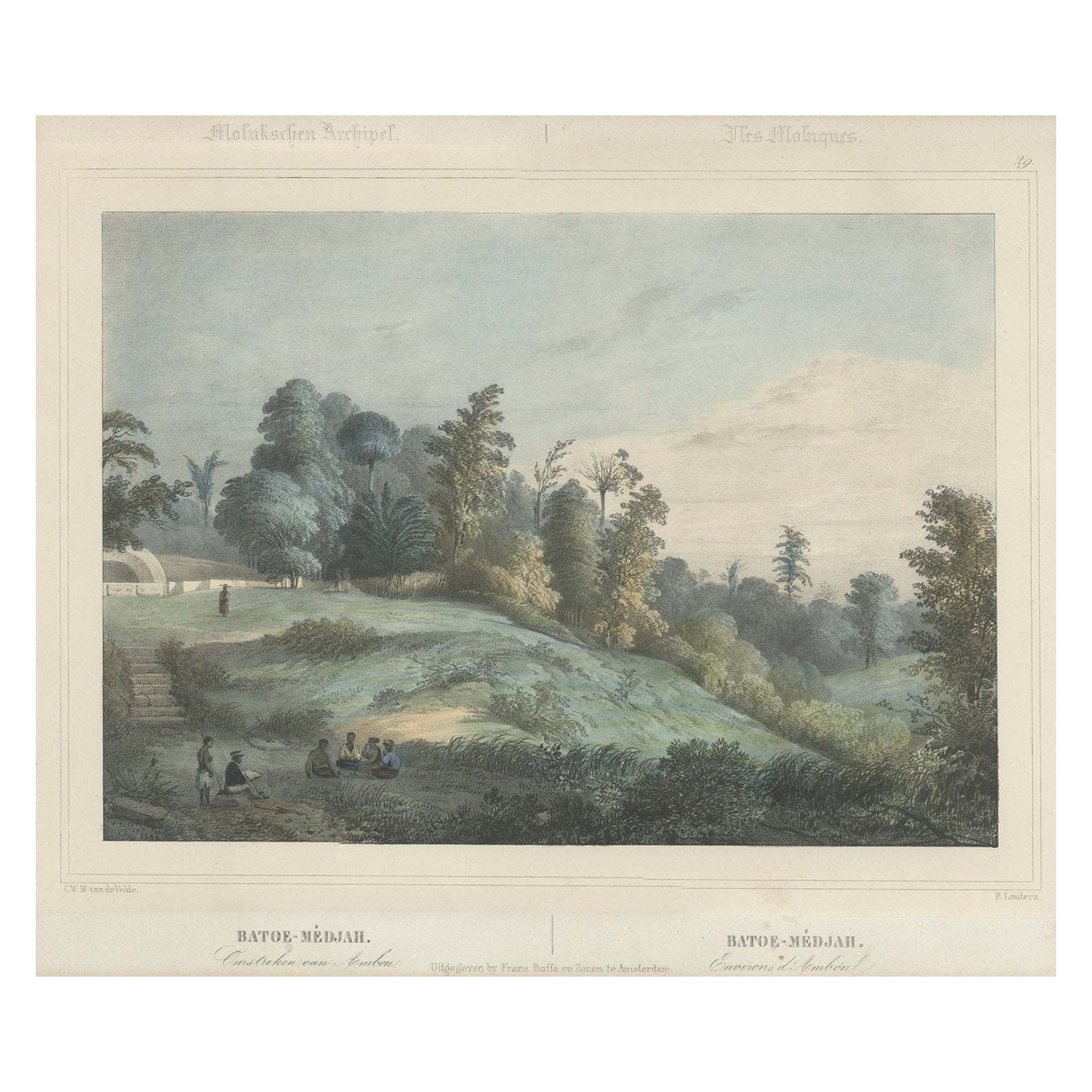 Impression ancienne de Batu Meja dans les Moluccas, Indonésie, vers 1845