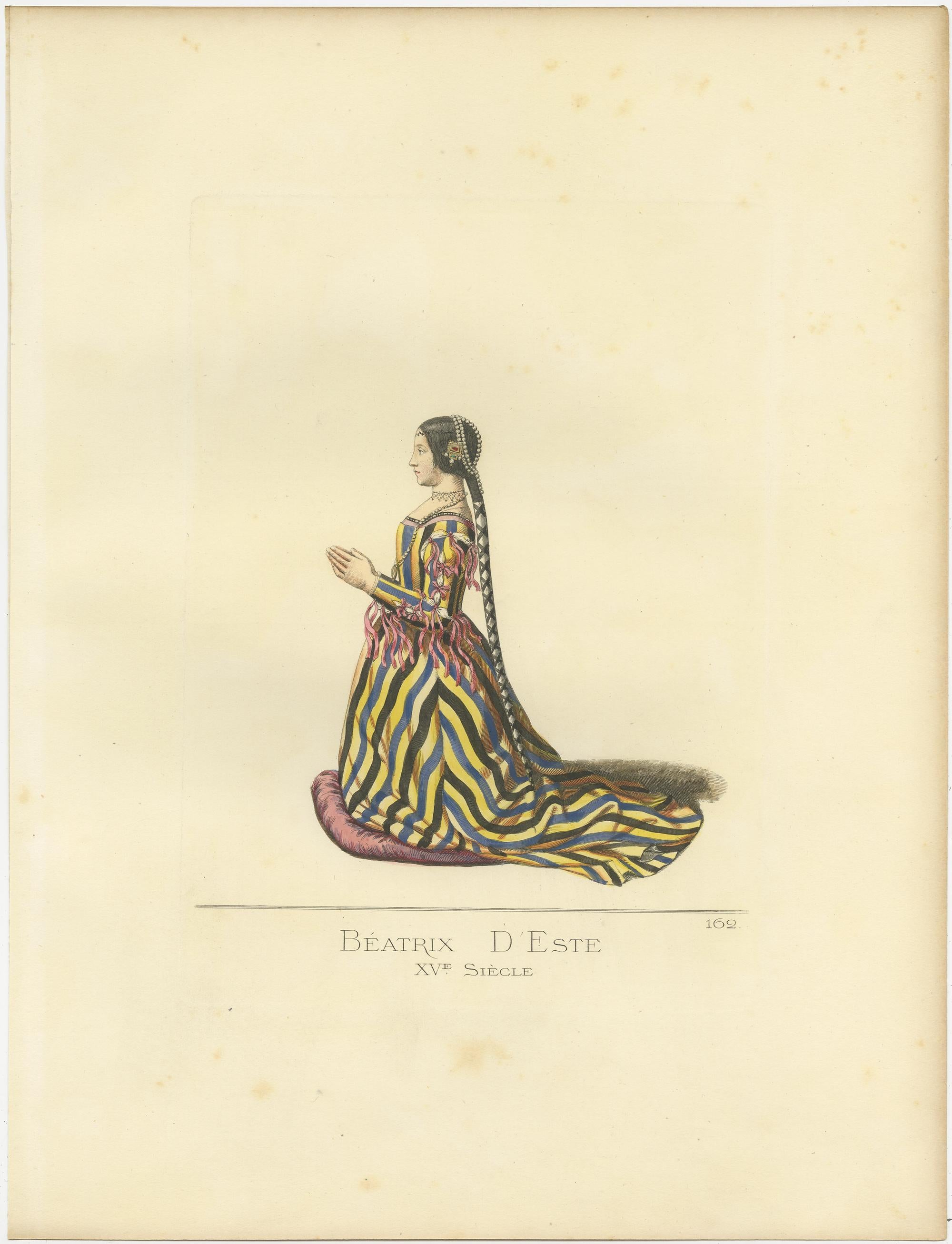Antiker Druck von Beatrice d'este, Ehefrau von Ludovico Sforza, von Bonnard, 1860 im Zustand „Gut“ im Angebot in Langweer, NL