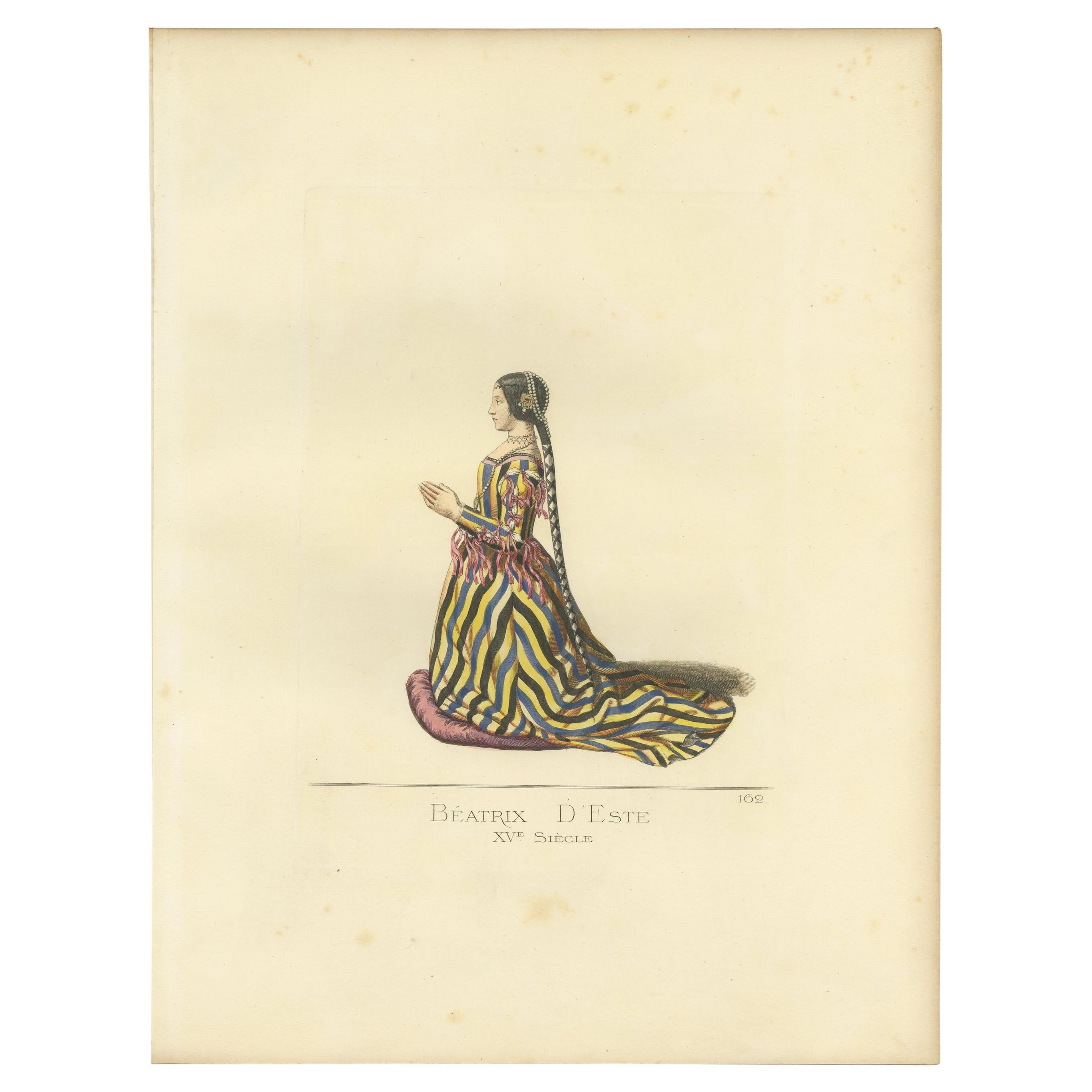 Antique Print of Beatrice d'este, Wife of Ludovico Sforza, by Bonnard, 1860 For Sale