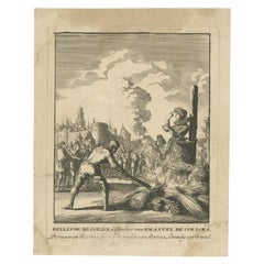 Antique Print of Bellinde De Corzora Burned Alive by Luyken, circa 1698