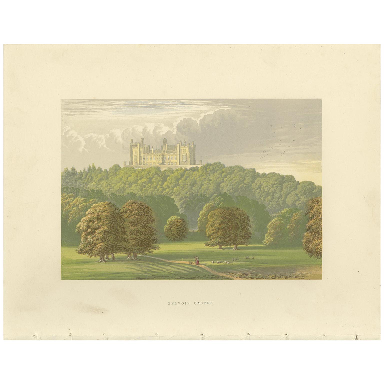 Antique Print of Belvoir Castle by Morris, circa 1880 For Sale