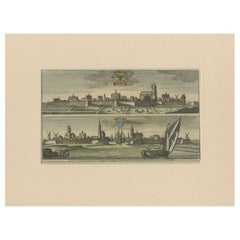 Antiker Druck von Bolsward und Dokkum, Niederlande, 1680