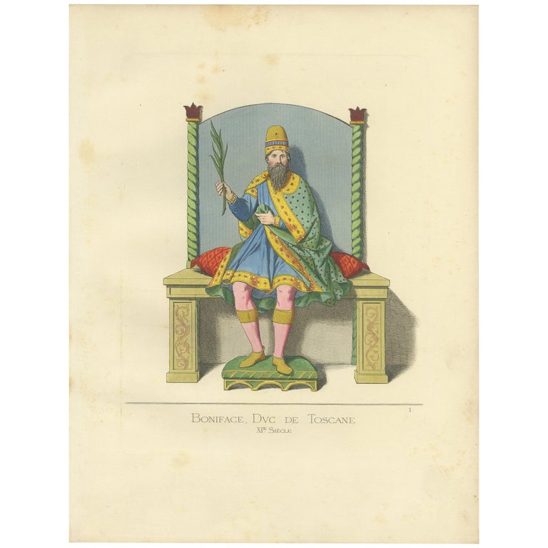 Antique Print of Boniface III, Margrave of Tuscany, by Bonnard '1860