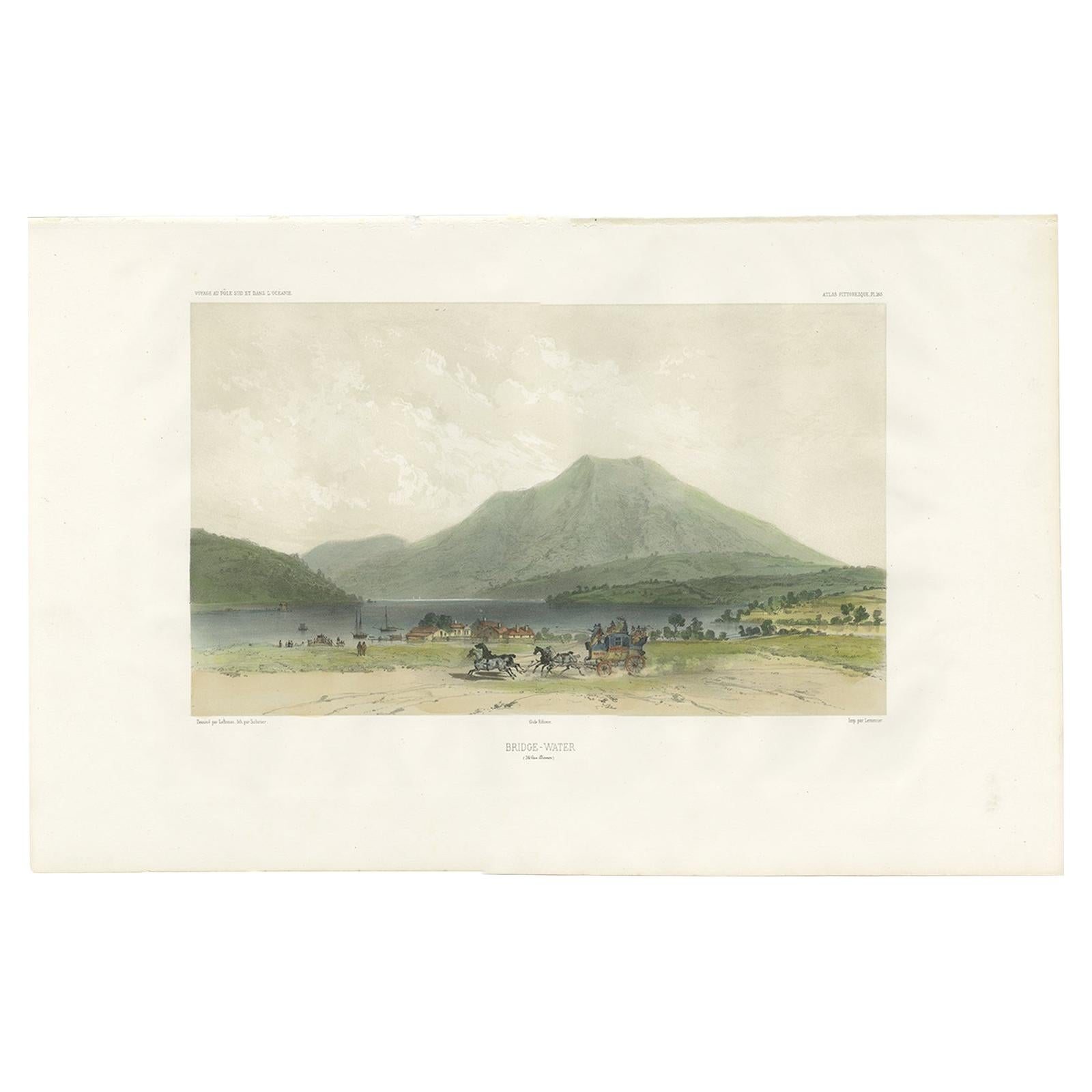 Antiker Druck von Bridgewater „Tasmania“ in Australien von D''urville, um 1850