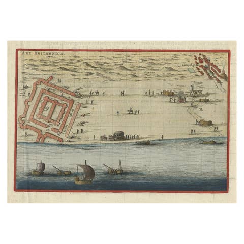 Antique Print of Brittenburg 'Near Katwijk' in the Netherlands by Blaeu, 1649