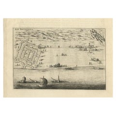 Impression ancienne de Brittenburg « Près de Katwijk », aux Pays-Bas, par Blaeu, « 1649 »
