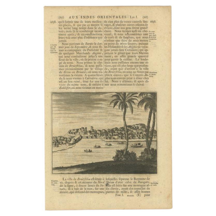 Antique Print of Broitschia/Bharuch, Suratte/Gujarat, India, 1727 For Sale
