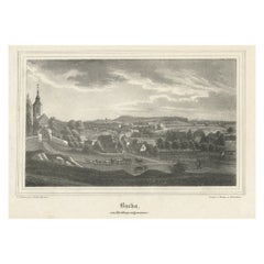 Stampa antica di Bucha in Germania, 1840 ca.