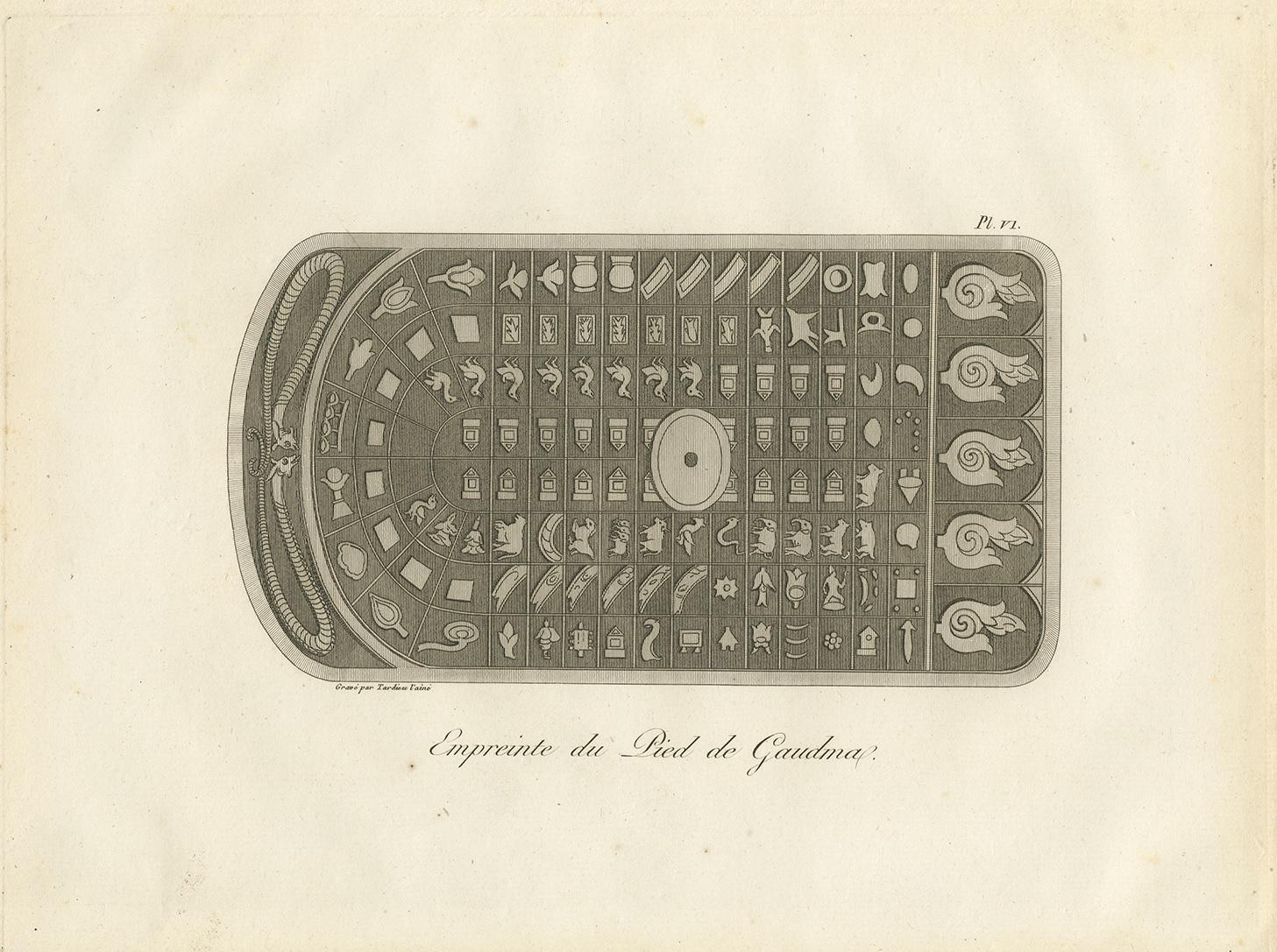 Antique Print of Buddha's Footprint by Symes (1800) In Good Condition For Sale In Langweer, NL