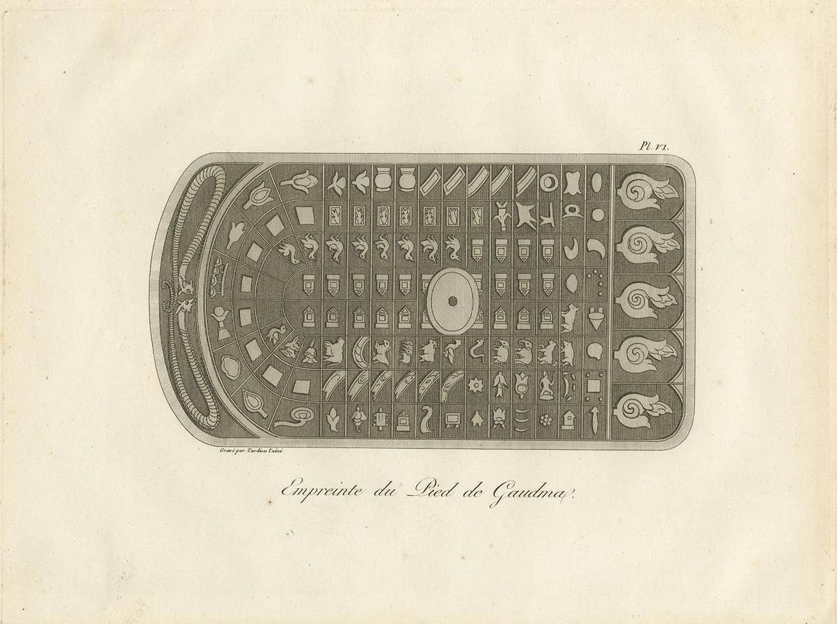 Antique Print of Buddha's Footprint by Symes (1800)