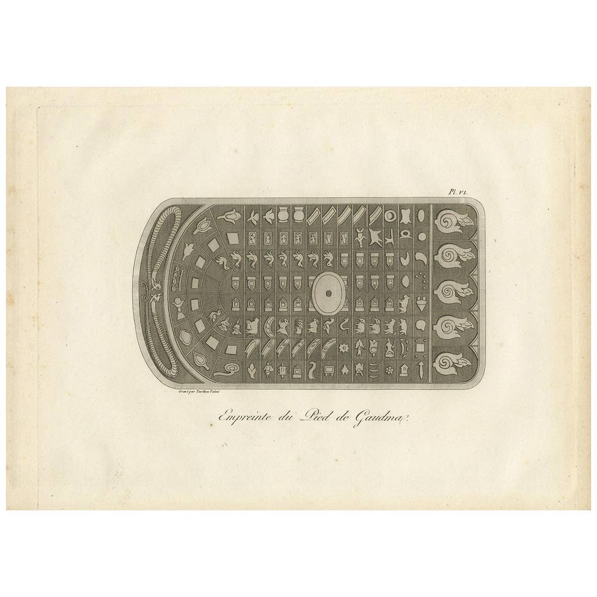 Antique Print of Buddha's Footprint by Symes (1800)