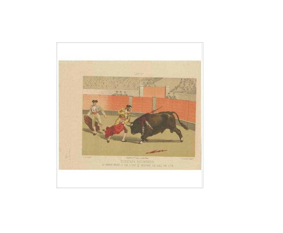 Antique Print of Bull-Fighting 'Spain' by E. Casanova, circa 1890