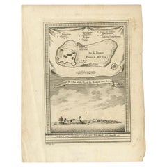 Antique Print of Bunce Island an Island in the Sierra Leone River, 1748
