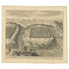 Impression ancienne du champ de Caesar, une impression de bataille romaine, vers 1753