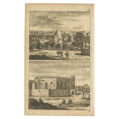 Antique Print of Cairo in Egypt, 1698