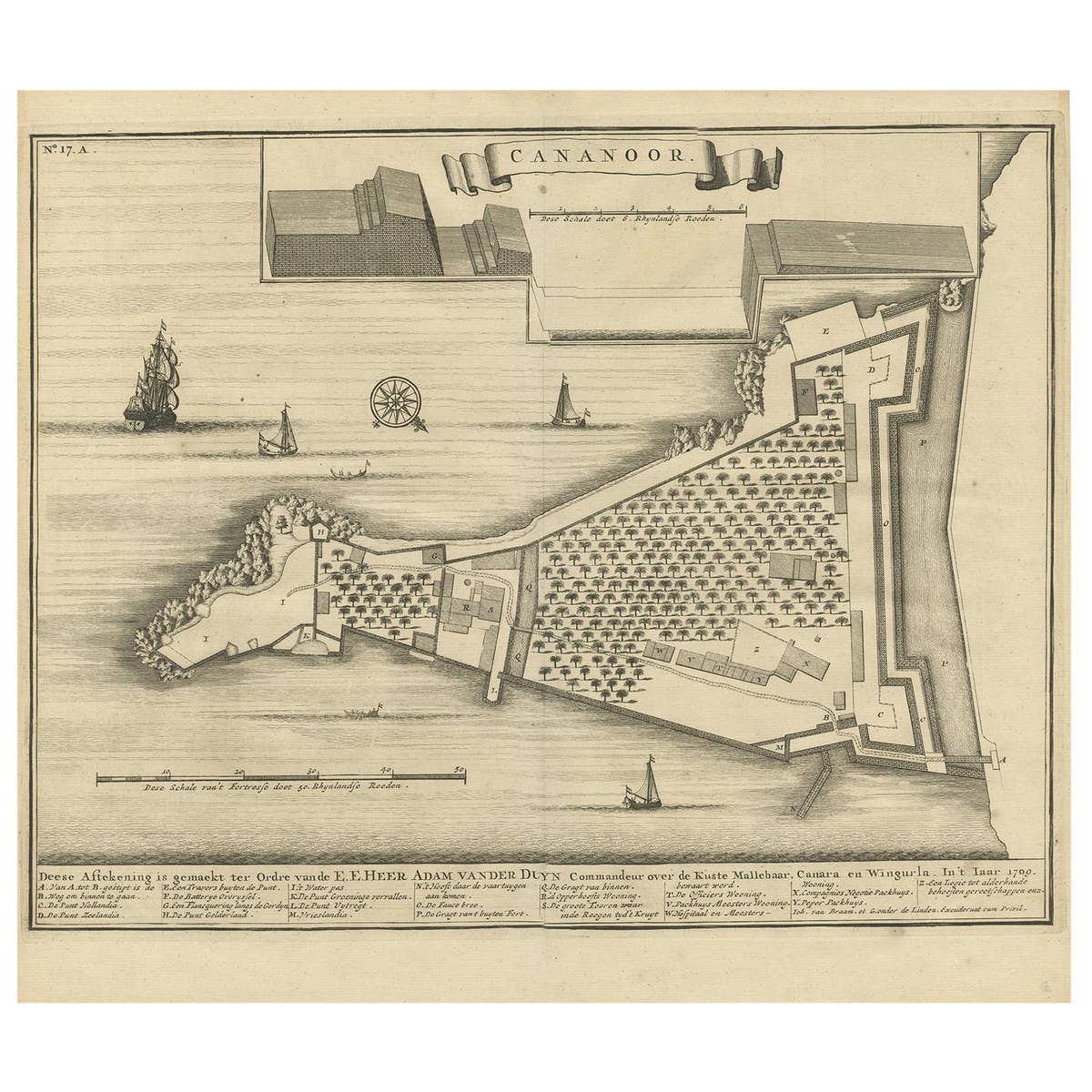 Antique Print of Cananore 'India' by Valentijn '1726'