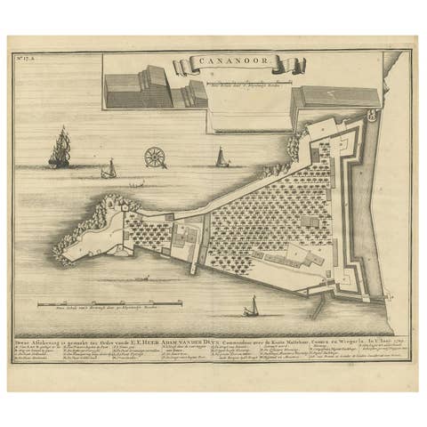 Antique Print of Cananore 'India' by Valentijn '1726'
