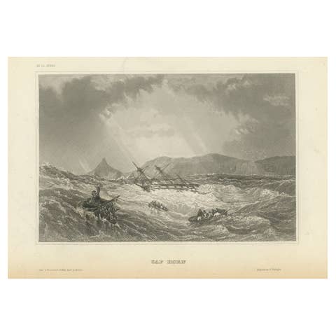 Antique Print of Cape Horn, Tierra Del Fuego Archipelago of Southern Chile