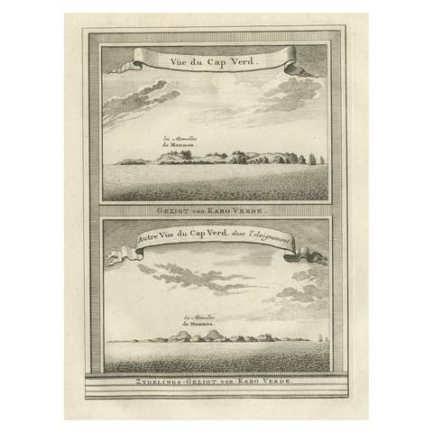 Antique Print of Cape or Cabo Verde, Africa, c.1750