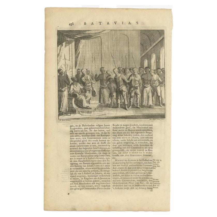 Antiker Druck der gefangenen niederländischen Kolonisten in Asien von Valentijn, 1726