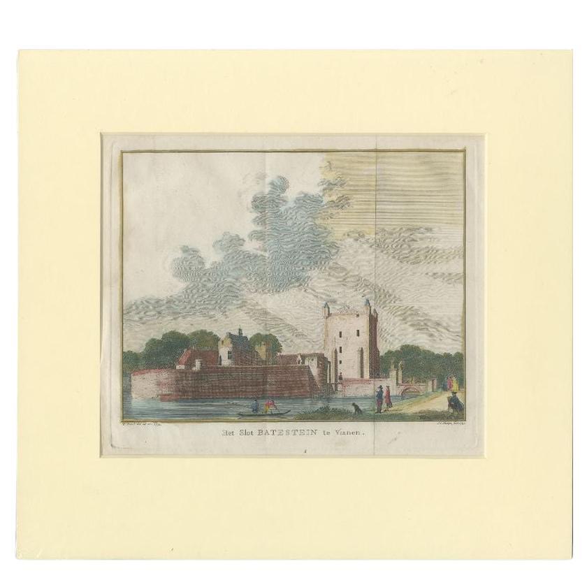 Antique Print of Castle Batestein in Vianen, the Netherlands, 1749 For Sale