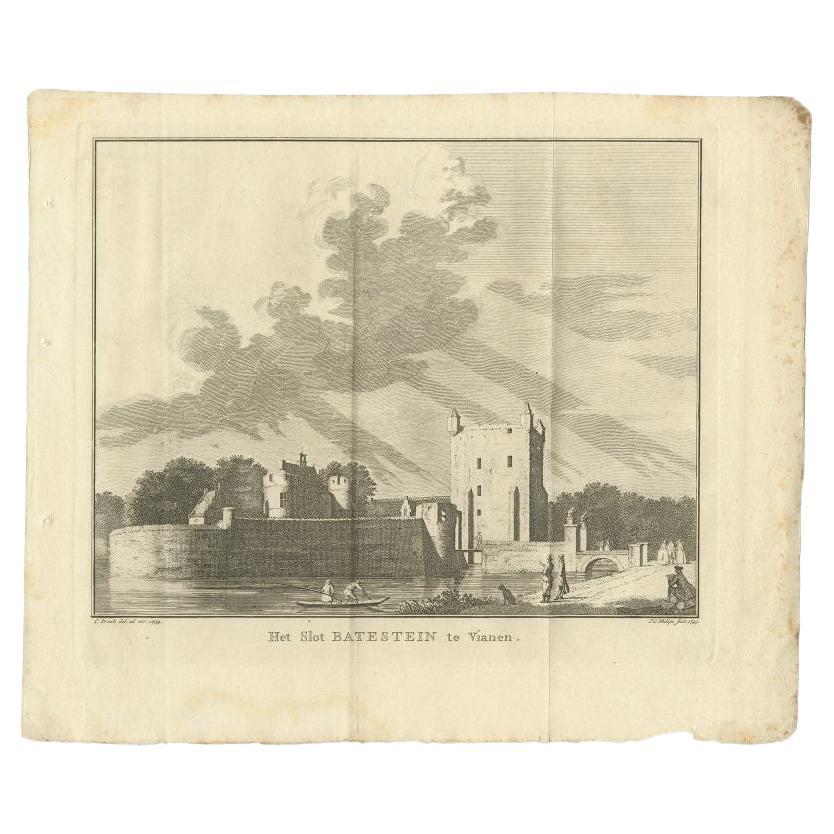 Antique Print of Castle Batestein in Vianen, the Netherlands For Sale