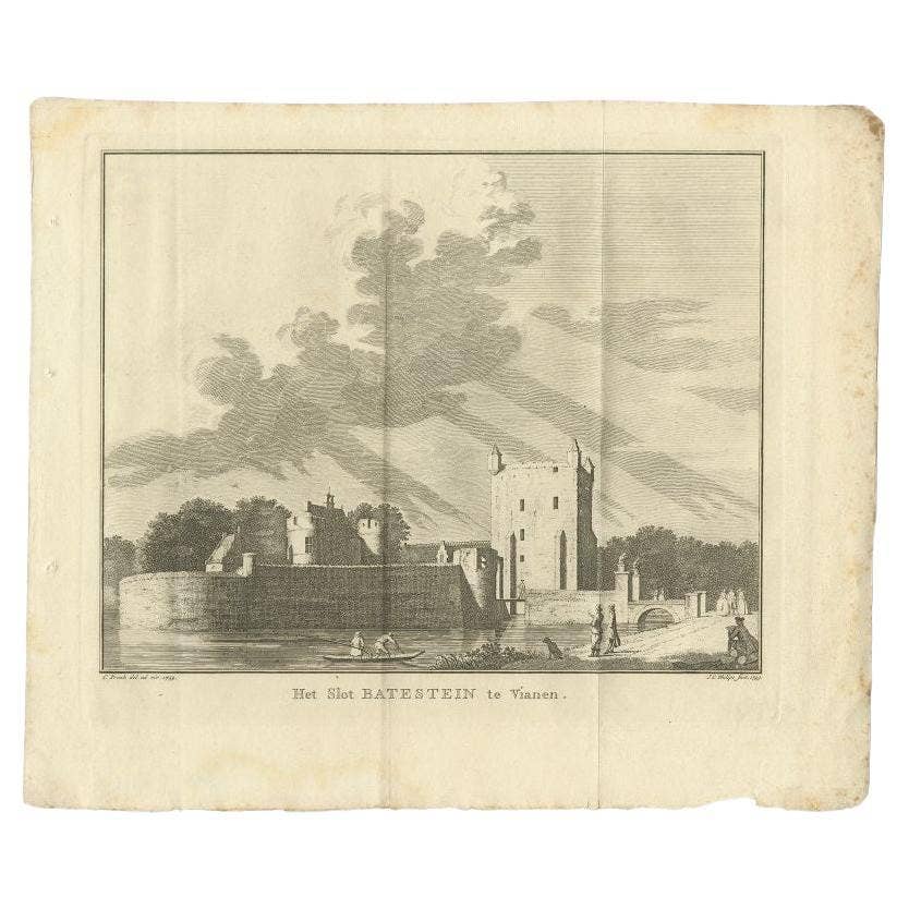 Antique Print of Castle Batestein in Vianen, the Netherlands