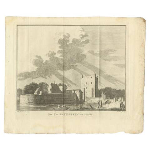 Antique Print of Castle Batestein in Vianen, the Netherlands