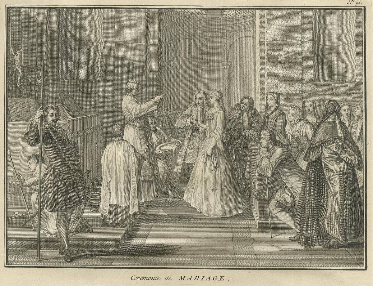 Antique Print of Catholic Ceremonies ‘Marriage & Nuptiual Benediction’ - 1724