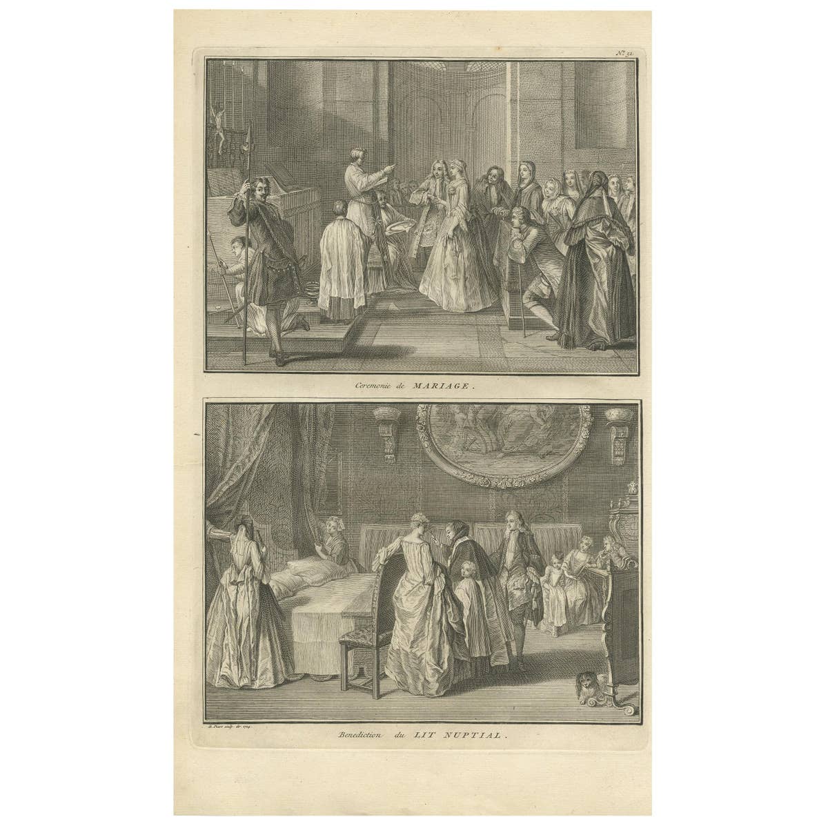 Antique Print of Catholic Ceremonies ‘Marriage & Nuptiual Benediction’ - 1724