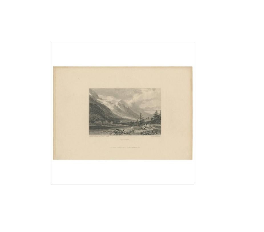 Antique Print of Chamounix, France by E. Finden, circa 1836 In Good Condition In Langweer, NL