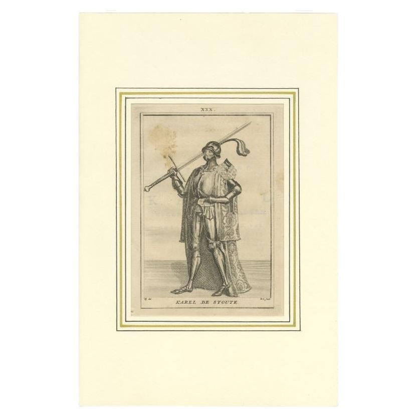 Antique Print of Charles the Bold, Duke of Burgundy, 1745 For Sale