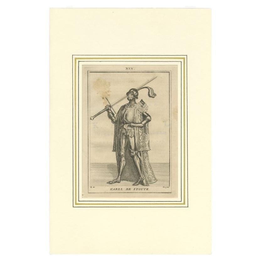 Gravure ancienne de Charles le Téméraire, Duke de Bourgogne, 1745