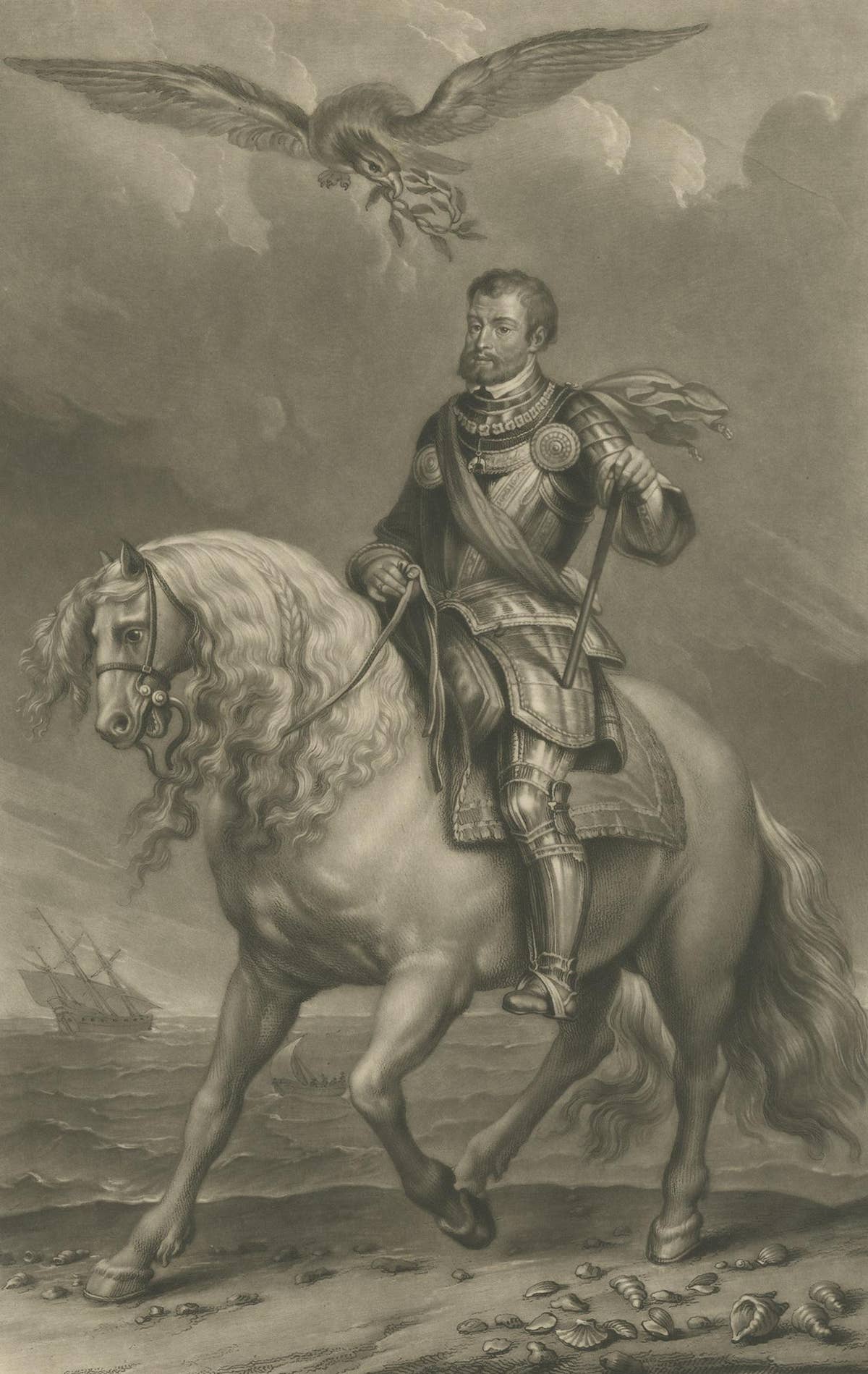 Antique Print of Charles v by Woodburn, 1816