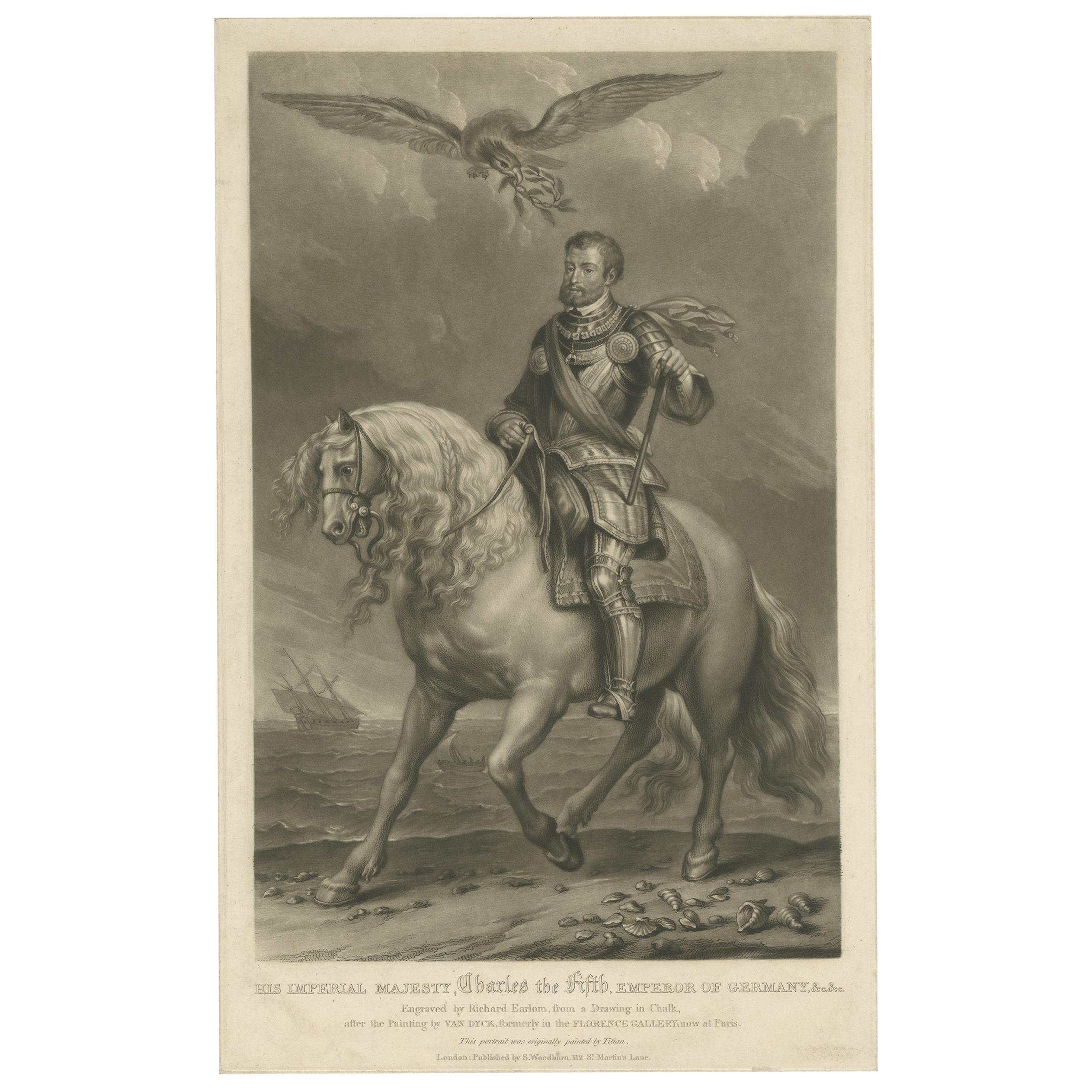 Impression ancienne de Charles v par Woodburn, 1816 en vente