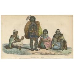 Antique Print of Charrúa People by Prichard, '1843'