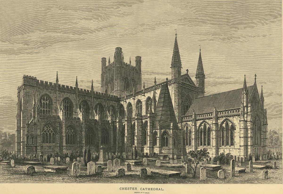 Antique Print of Chester Cathedral from the Illustrated London News, 1881