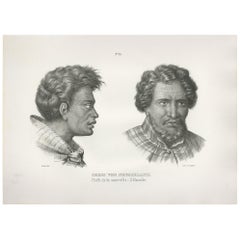 Antique Print of Chiefs of New Zealand by Honegger, 1845