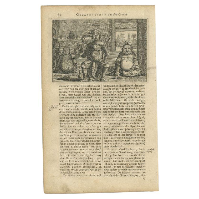 Antique Print of Chinese Deities, 1665 For Sale